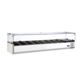 Vitrina refrigerada horizontal sobre mostrador para ensaladas y pizza 8 insertos 180  cm NR-RT1800L MIGSA