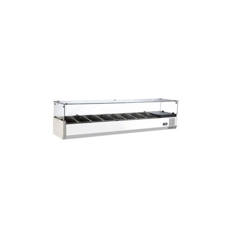Vitrina refrigerada horizontal sobre mostrador para ensaladas y pizza 8 insertos 180  cm NR-RT1800L MIGSA