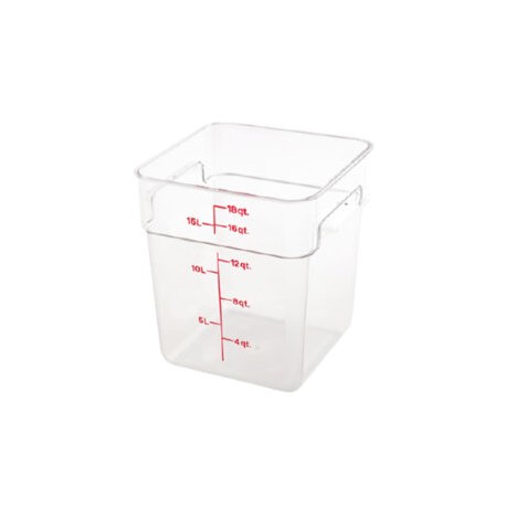 Recipiente de policarbonato gradaduado cuadradro, capacidad de 18 qt.REPOCU-18 CALEDONIA