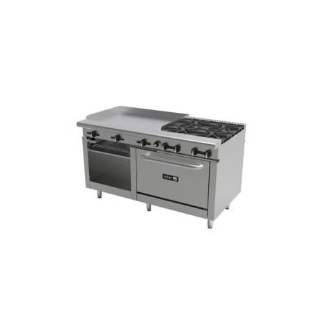 Estufa Multiple Industrial 4 Quemadores, Plancha, Gratinador Y Horno AEMR-G36-B4-60-H ASBER