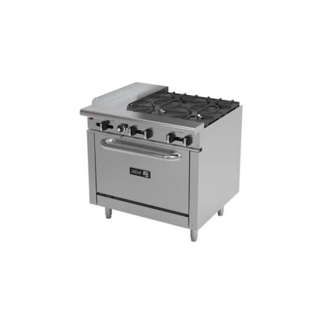 Estufa Multiple Industrial 4 Quemadores, Plancha Y Horno AEMR-G12-B4-36 ASBER