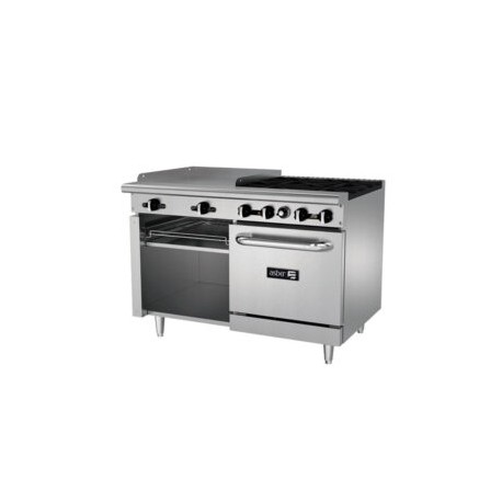 Estufa Multiple Industrial 4 Quemadores, Plancha, Gratinador Y Horno AEMR-G24-B4-48-H ASBER
